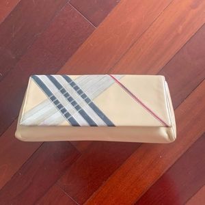 Leather Burberry Runway Nova Check Clutch Purse